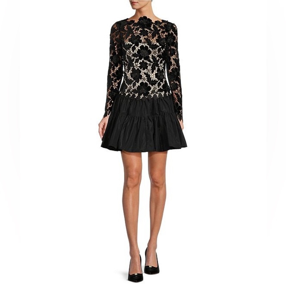 NWTAntonio Melani
x Born on Fifth Gemma Lace Taffeta Mock Neck Long Sleeve Dress